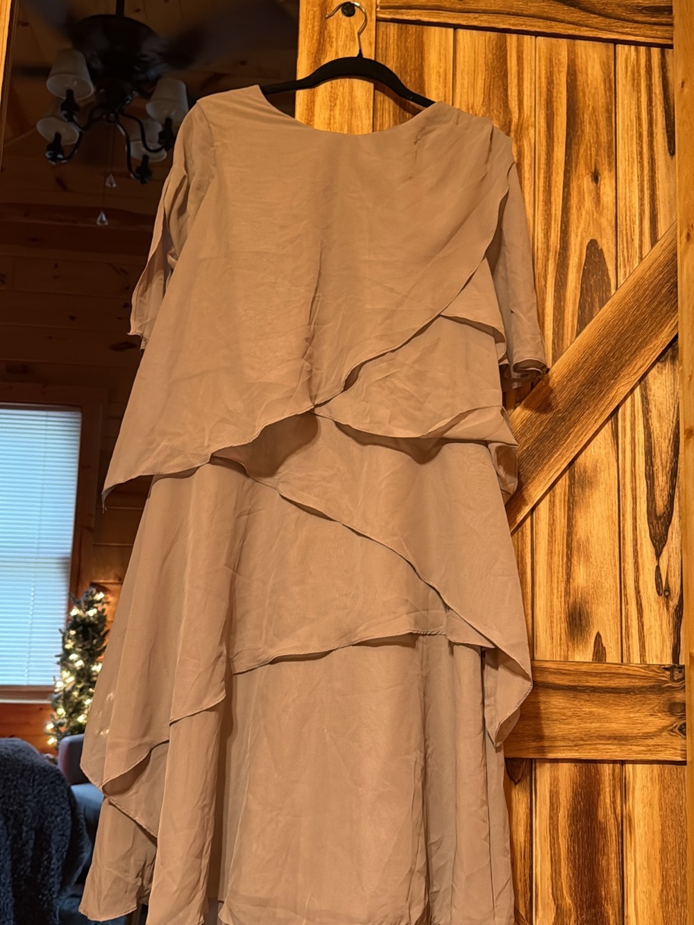 Layered Chiffon Midi Skirt in Taupe